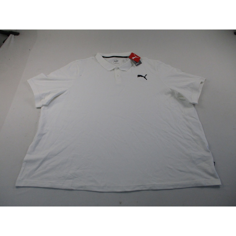 Puma Polo Shirt Mens 5XL White Regular Fit Short Sleeve Logo Cotton